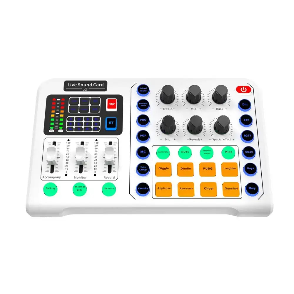 M6 Sound Card Audio Mixer for Live Broadcast Karaoke Live Broadcast Equipment for Game Singing Voice Podcast Live Streaming