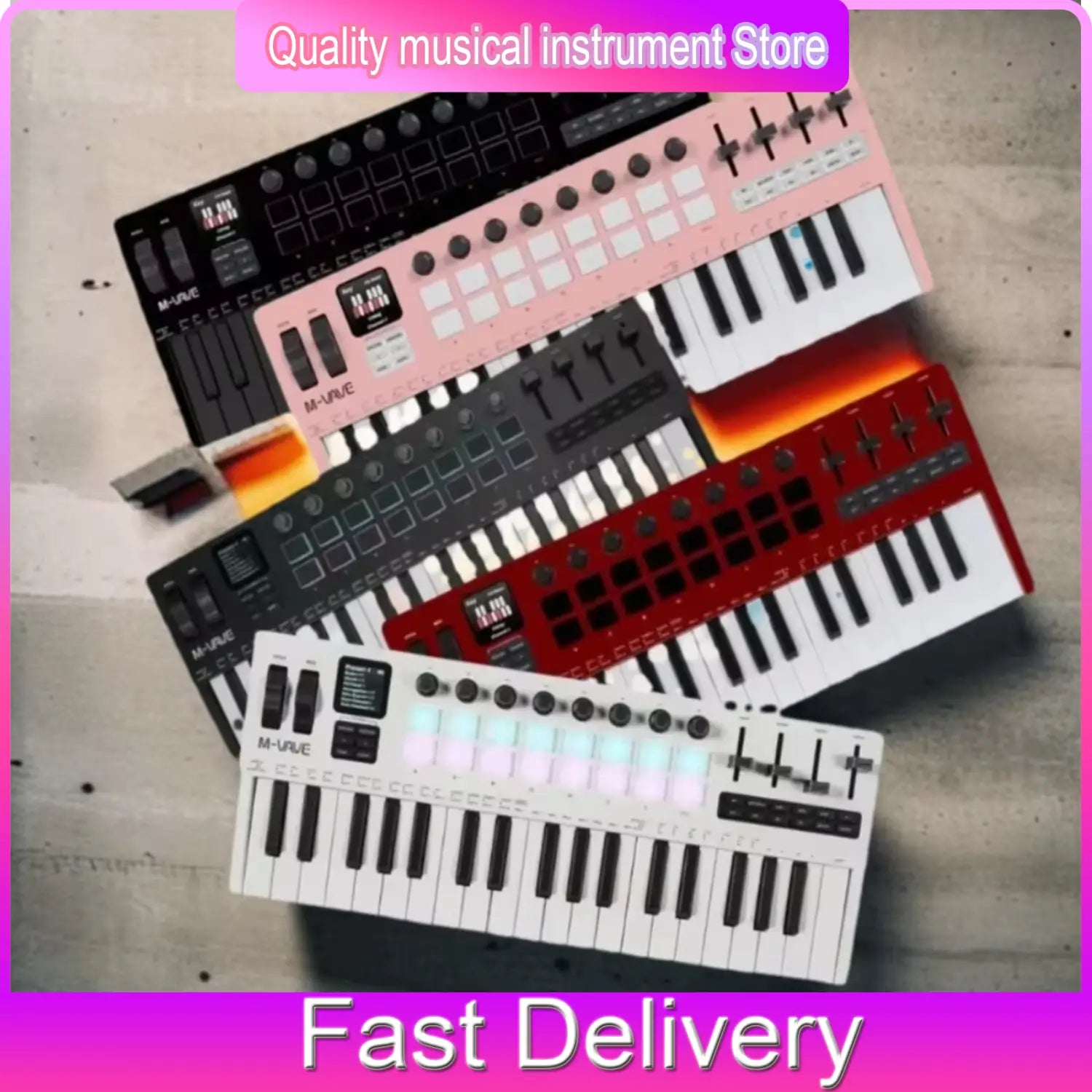 M-VAVE SMK-37 PRO MIDI Pads Sound Source Portable Supports Wireless Keyboard 16 Drum Connection To Multiple Systems Keyboardss