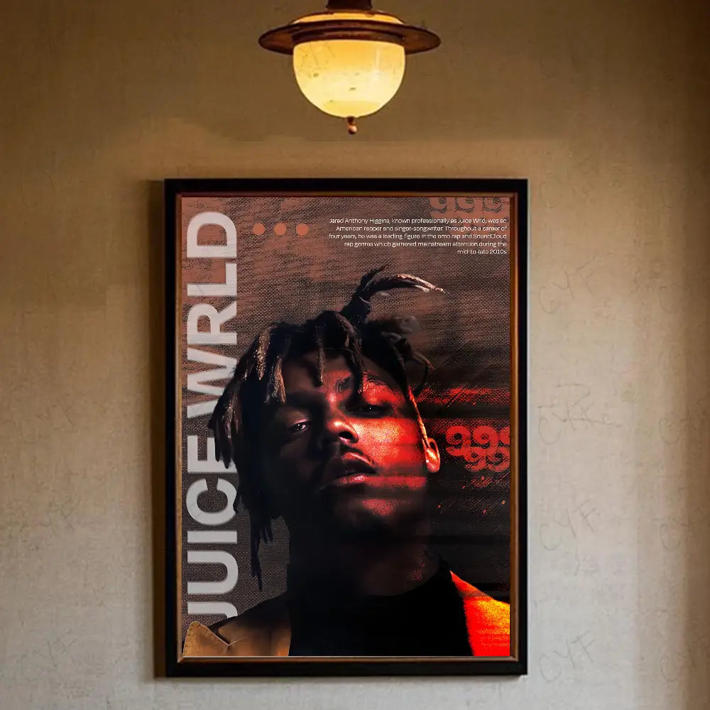 1PC Hip Hop Rapper J-Juice W-Wrld Music Poster Waterproof Wall Art Movie Posters For Bar Living Bedroom Retro Room Decor Gift