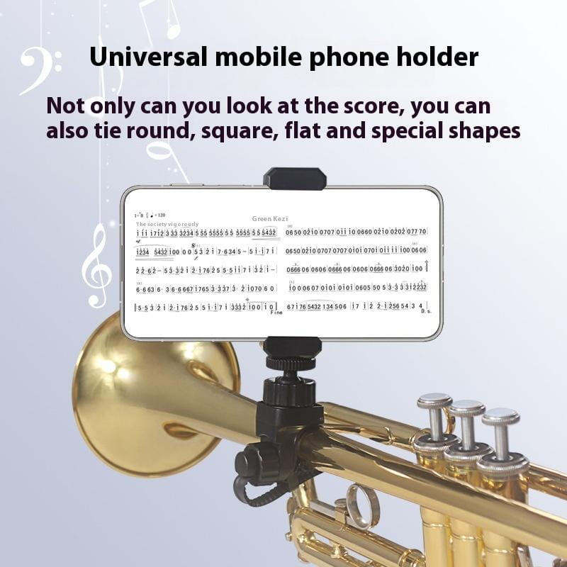 ♥Musical Instrument Phone Stand Trumpet Lyre Phone Holder Multifunctional Selfie Recording Rotating Fixed Instrument Strap Clip
