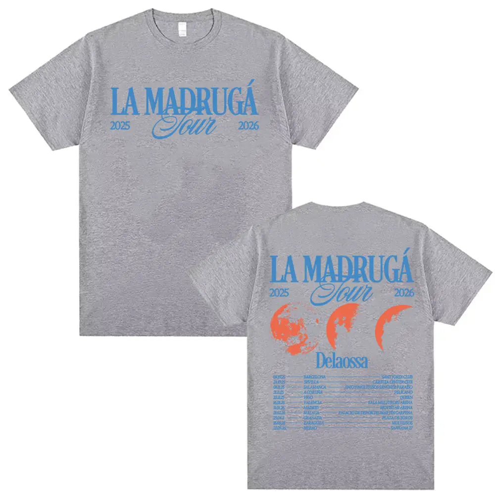 Rapper Delaossa La Madruga Tour 2026 T Shirts Men’s Clothing Harajuku Hip Hop Street T-shirts Casual Cotton Short Sleeve T-shirt