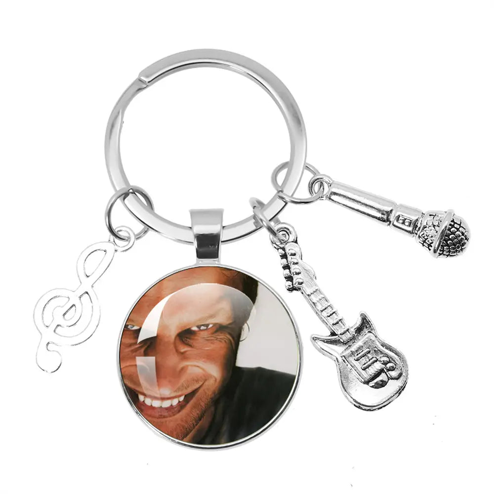 Hip-Hop Aphex Twin Logo Music Themed Keychain Jewelry Backpack Accessories Souvenir Pendant Key Ring Fans Gift