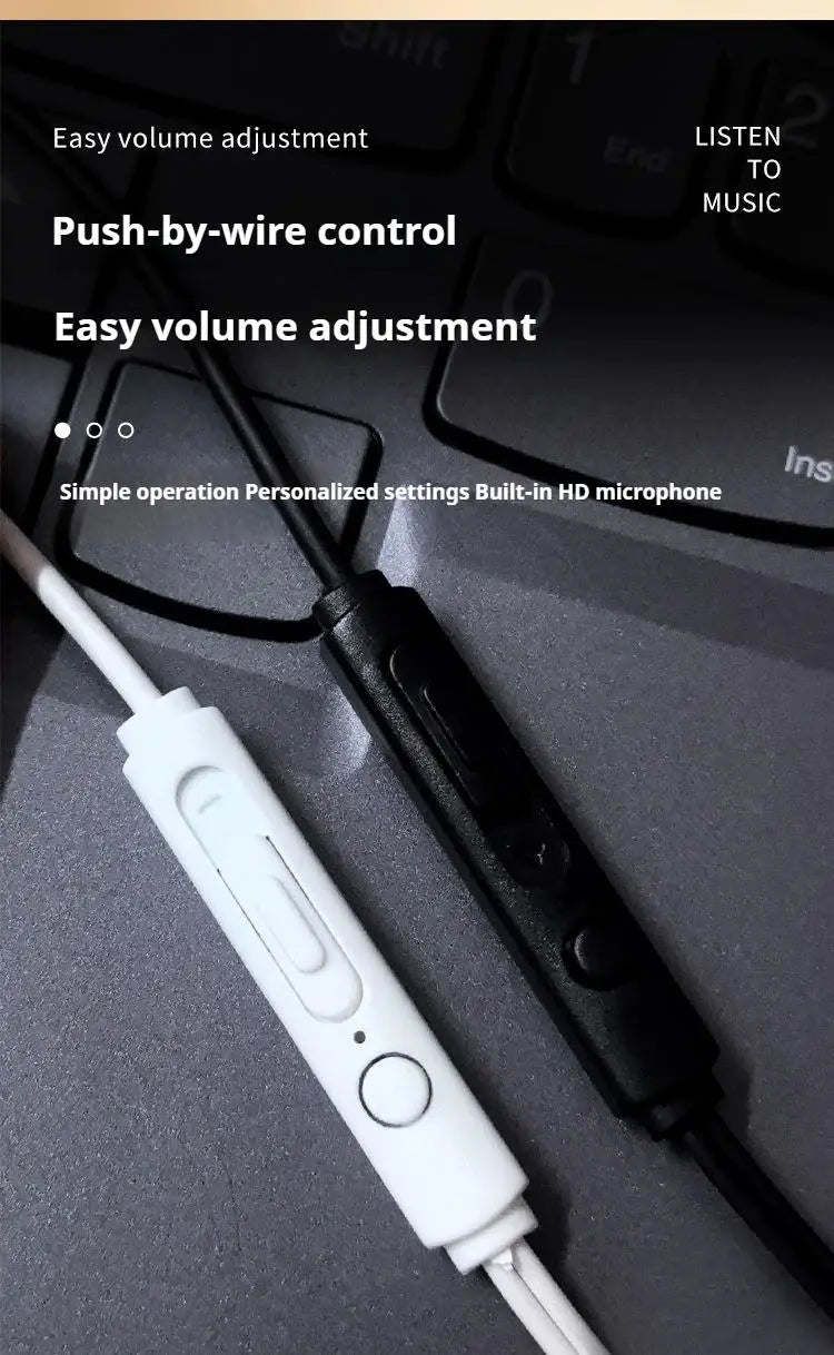 Clip-on Wired Headphones type C&3.5mm Stereo Sports Music Earbuds Handfree Sport Gamer Headset Earphones with HD mic For Samsung