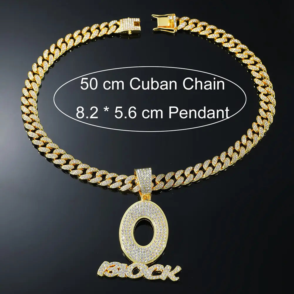 Hip hop O letter pendant necklace men’s trendy and personalized street wear chain necklace