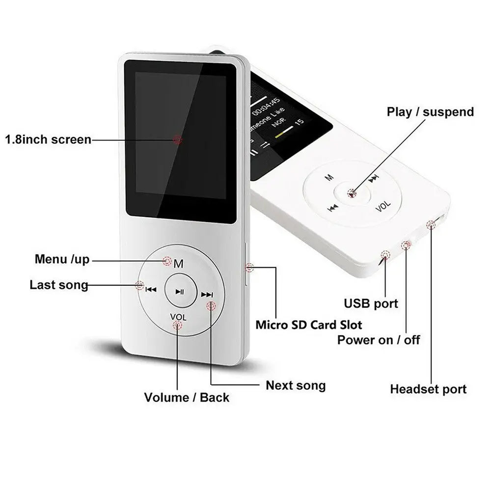 Portable Mini MP3 Player HiFi Music Walkman 4.0 Bluetooth Support Two-Way Transmission FM Radio Voice Recorder eBook Auto Browse