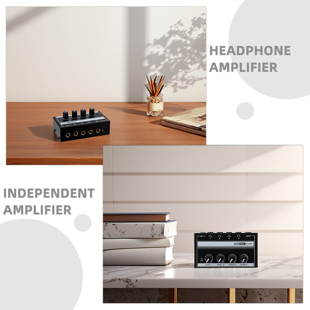 Recording Studio Headphone Amplifier Metal Channel Office Headphone Splitter Mini Audio Amp Supply Eu Plug