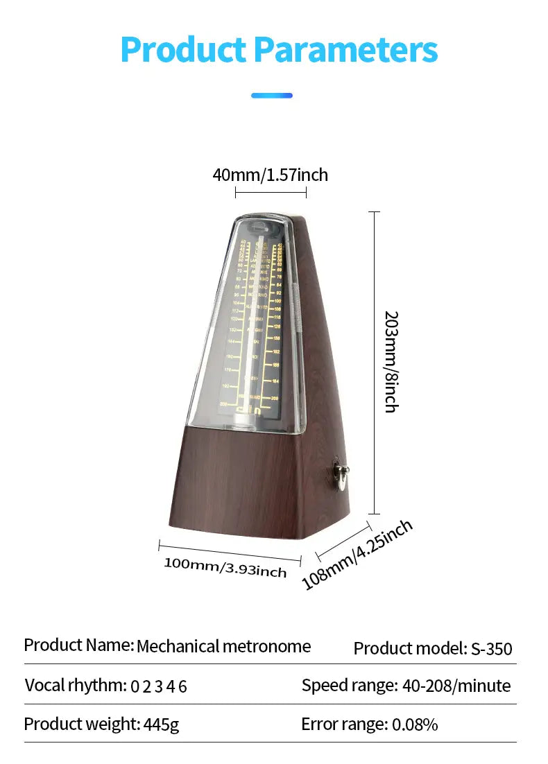 Mechanical Metronomes for Piano Guitar Violin Bass Drum and Other Musical Instruments Loud Sound High Precision(Wood Grain)