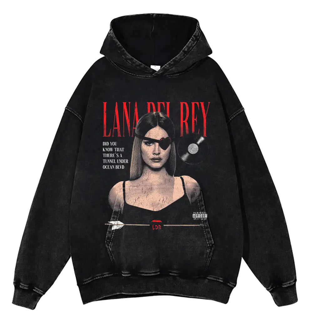 2024 Hip Hop Street Wear Men’s Hoodie Oversize Retro Female Portrait Pattern Sportswear Retro Washed Black Pullover Unisex Winte