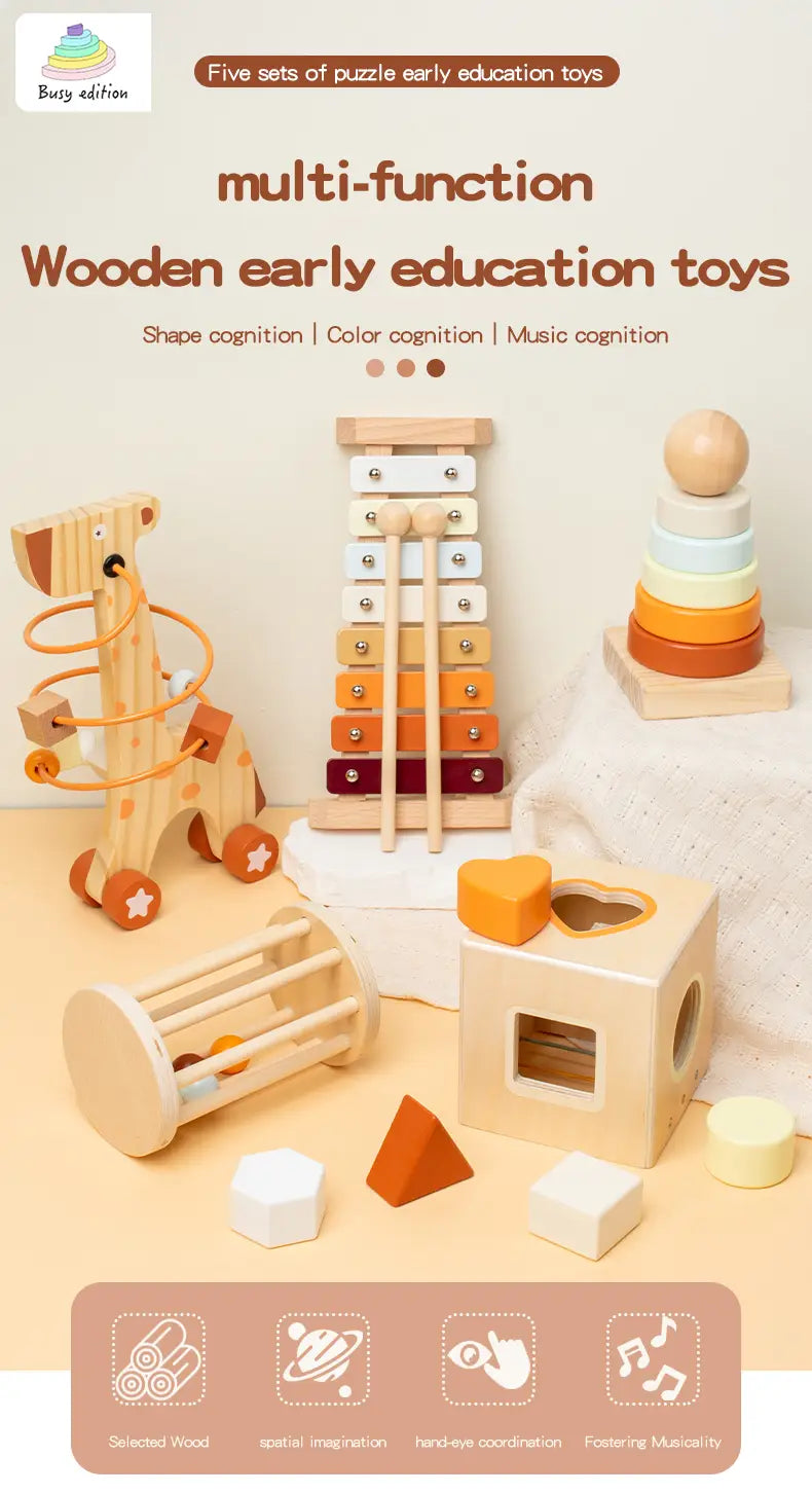 Musical Instrument Toy Set 3-6 Montessori Early Learning Gift Wooden Educational Tools for Kindergarten Music Perfect as a Gi