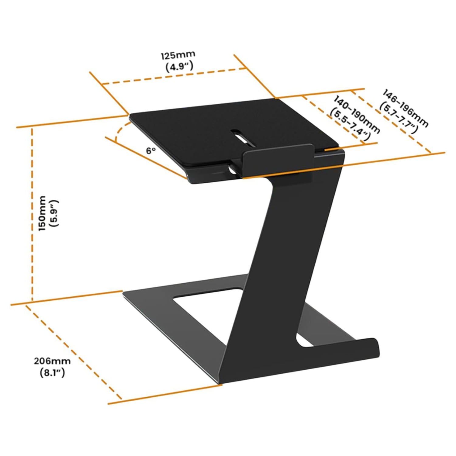 Desktop Speaker Stand, Studio Monitor Riser 6° Incline Design Space Saving Mount with Vibration Absorption Pad for Study Room
