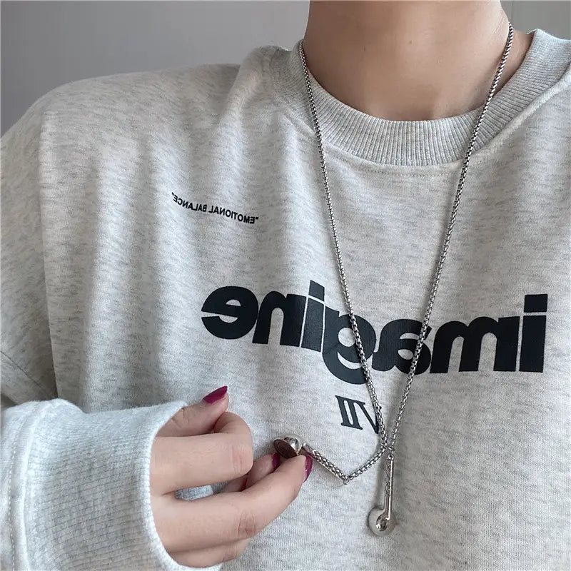 Fashion Hip-Hop Rock Trend Music Headphones Earplugs Metal Pendant Necklace Men and Women Punk Hip-Hop Party Jewelry