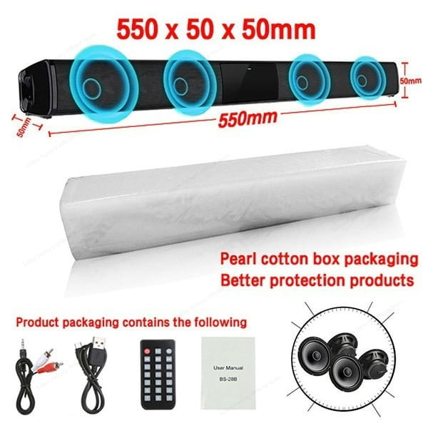 High Quality Smart Wireless Bluetooth Speaker High Power Wallmounted 40w Sound Bar Stereo Home Theater TV Strong Bass Sound Bar
