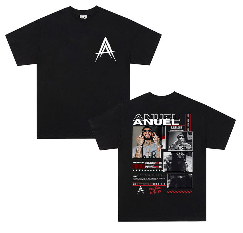Rapper ANUEL AA Real Hastala Muerte Tour 2025 new Album T Shirt Men Retro Hip Hop Fashion Cotton Short Sleeve T-shirt Streetwear