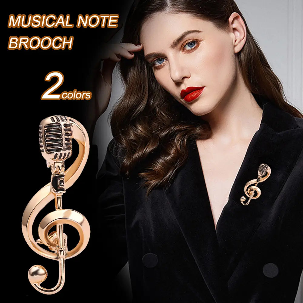 Elegant Microphone Music Note Brooch Club Badge for Women Men Fashion Band Souvenir Jewelry Accessories Gifts