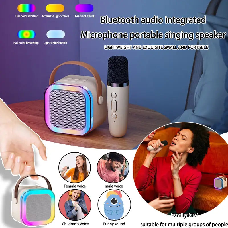 Karaoke Machine for Kids Adults Portable Bluetooth Mini Karaoke Microphone Singing Speaker Player with Wireless Mic,Home Party