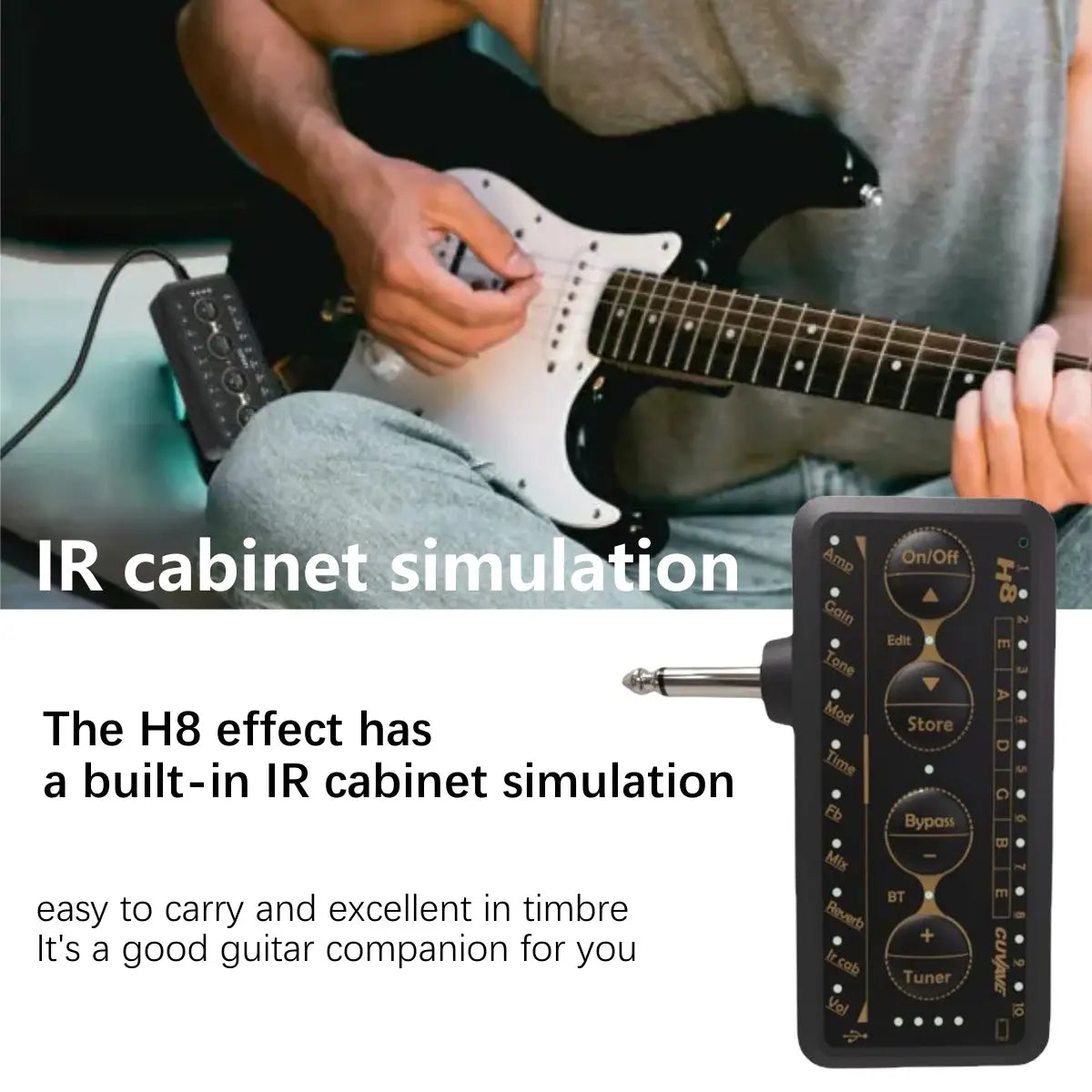M-VAVE H8 Guitar Headphone Amplifier Portable Rechargeable Mini Headphone Amp Built-in Delay Reverb Effect for Electric Bass