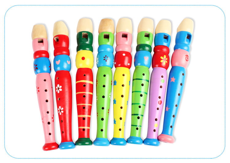1pc 20cm/7.87in Colorful Wooden Flute Music Instrument Trumpet Buglet Hooter Kids Educational Learning Musical Toys for Children