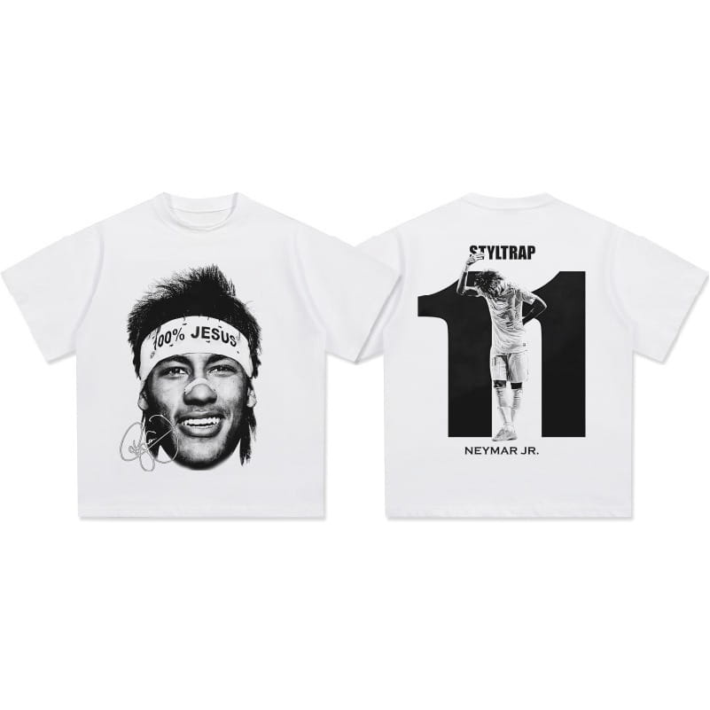 American Hip Hop Summer Neymar American Short Sleeve Crew Neck Heavy T-Shirt Men’s and Women’s Retro Fashion Short Sleeve Top