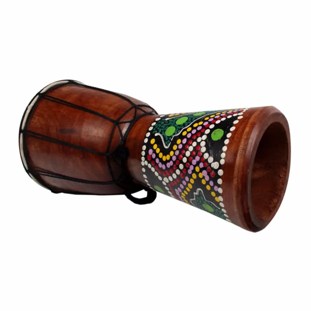 6in African Djembe Drum Hand-Carved Solid-Wood Goat-Skin Traditional African Musical Instrument