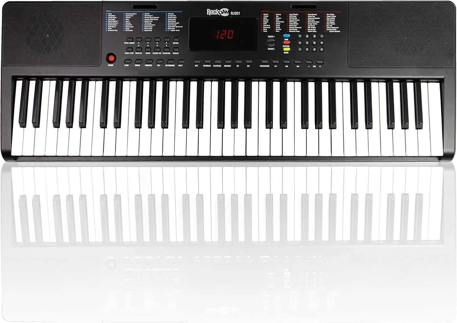 61-Key Compact Keyboard Piano with LED Display Keynote Stickers & Lessons for Beginners