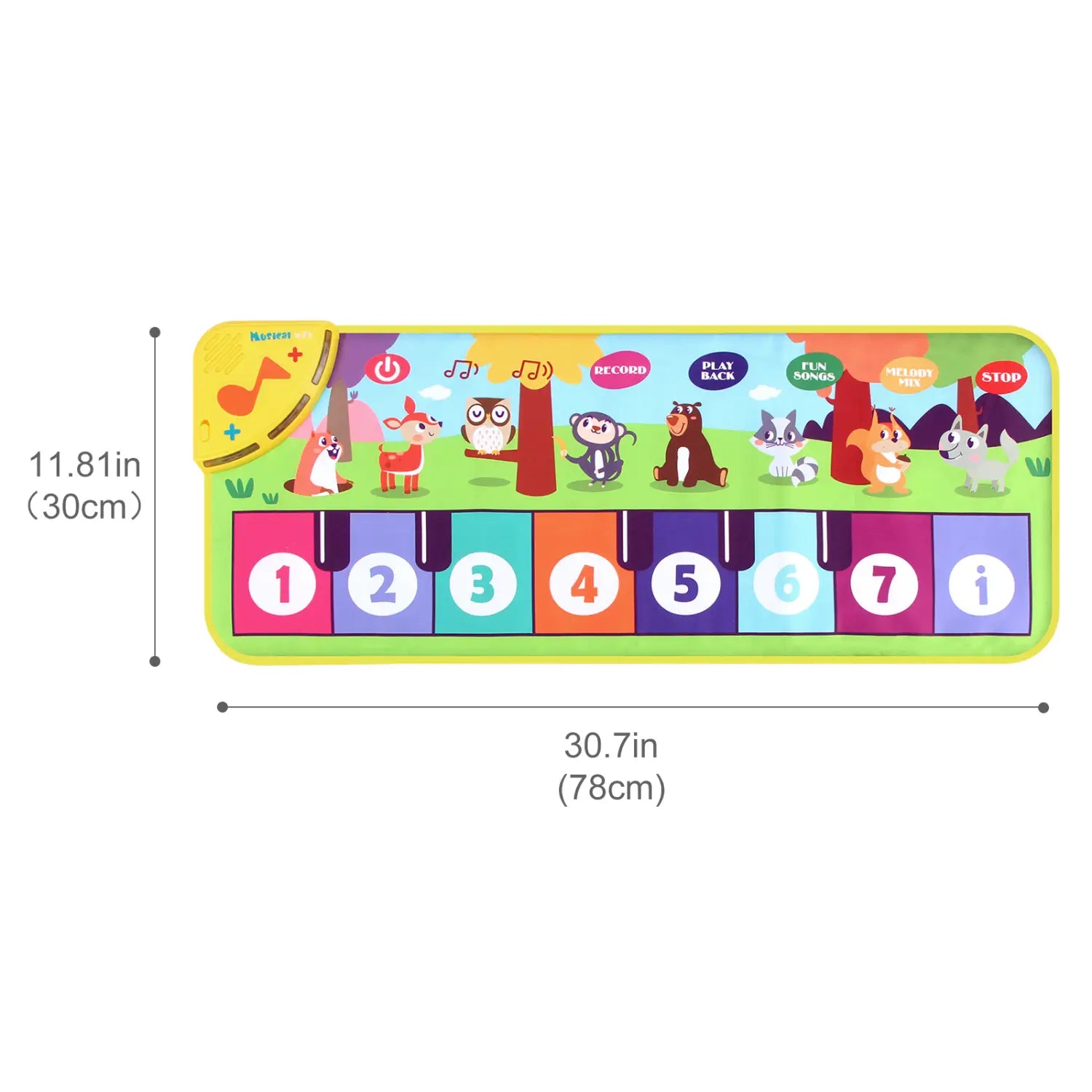 80x30cm Kids Music Piano Mat keyboard Dance Mat Toddler Floor Baby with 8 Animals Sounds Baby Mat Educational Toys for Kid Gifts
