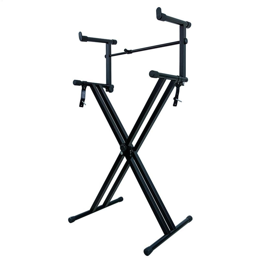 Double Keyboard Stand X Shaped Digital Piano Display Holder Sturdy Musical Performance Rack With Locking Straps Heavy Duty