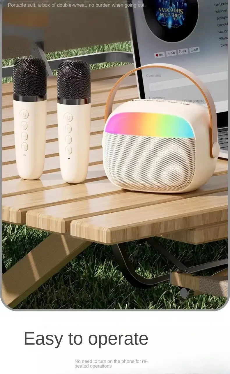 K30 Karaoke Machine Portable Bluetooth 5.3 PA Speaker System with 1-2 Wireless Microphones Home Family Singing Children’s Gifts
