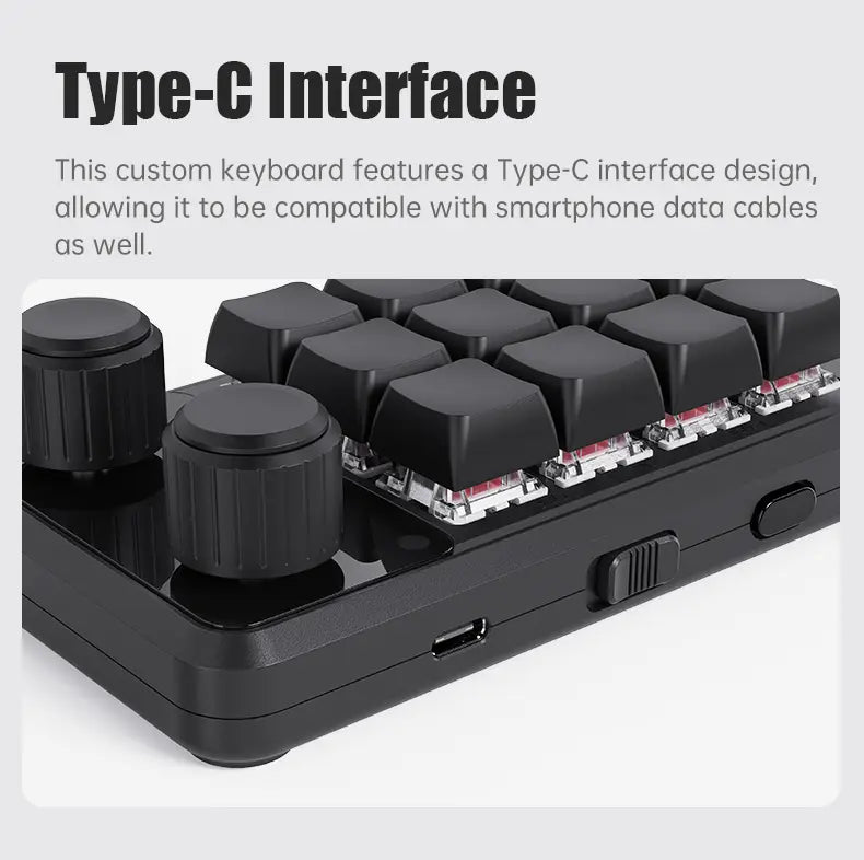 Programming Macro Custom Knob Keyboard RGB 3 Key Copy Paste Mini Button Photoshop Gaming Keypad Mechanical Hotswap Macropad