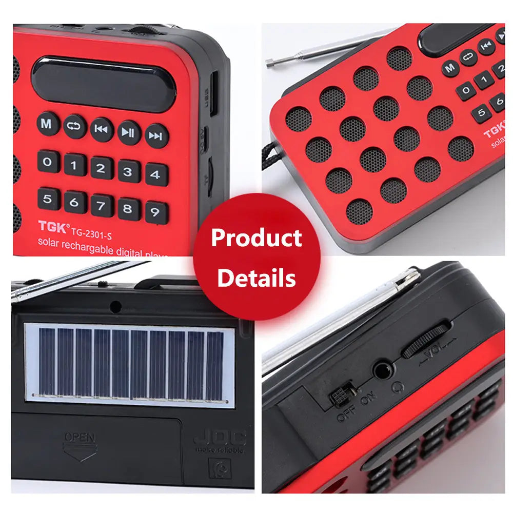Portable FM Radio Rechargeable Mini Solar Bluetooth Speaker With USB TF Card MP3 Music Player Wireless Speaker FM Radio Receiver