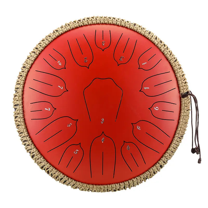 Hluru Music Drum 13 Inch 15 Notes Glucophone Steel Tongue Drum 15 Notes D Tone Ethereal Drum Percussion Musical Instruments