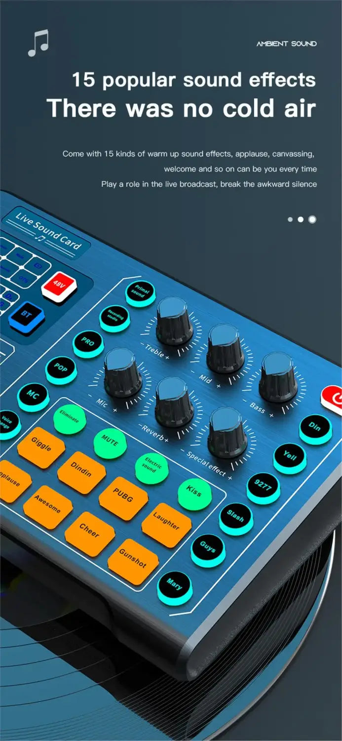 M6 Sound Card Audio Mixer for Live Broadcast Karaoke Live Broadcast Equipment for Game Singing Voice Podcast Live Streaming