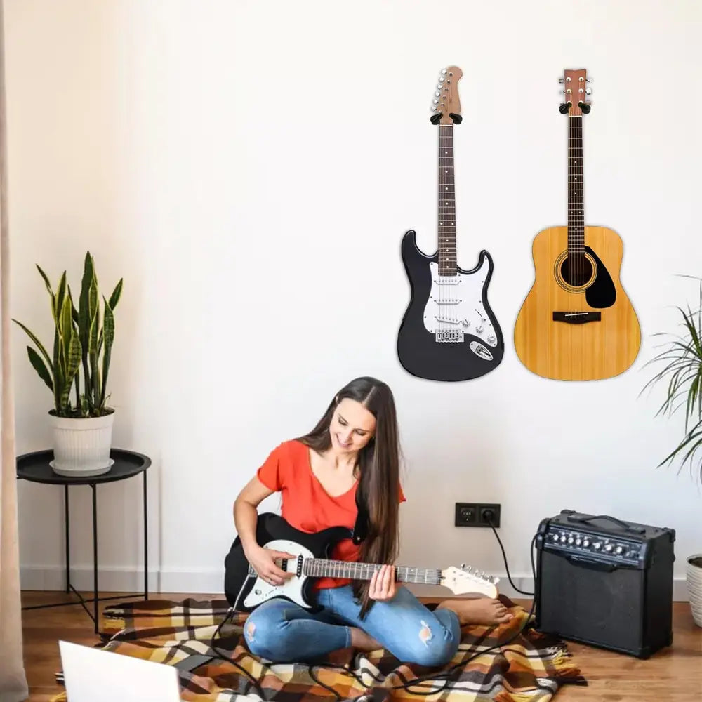 Guitar Self-lock Hanger Stand Wall Mount Holder Hook for Acoustic Electric Guitar Mandolin Banjo Ukulele Bass Screw Accessories