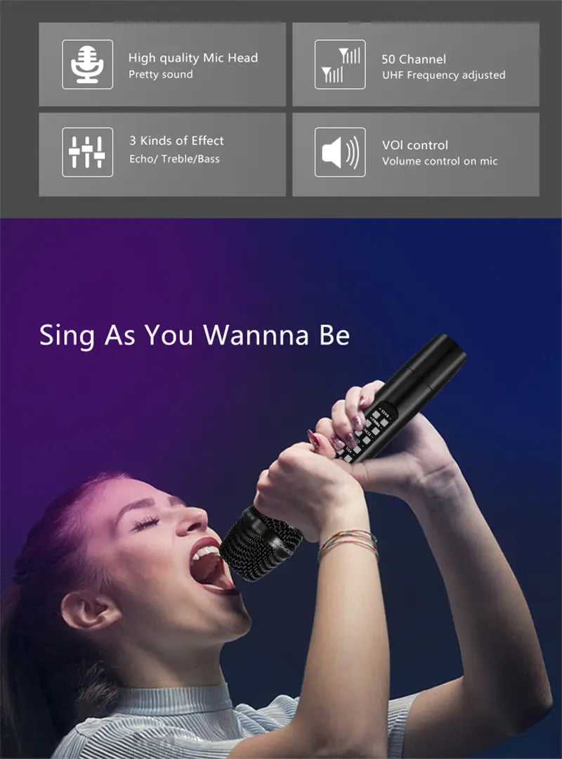 Professional UHF Wireless Microphone Handheld Bluetooth Karaoke Microphone Recording Studio Home Party Singing for Car Speaker