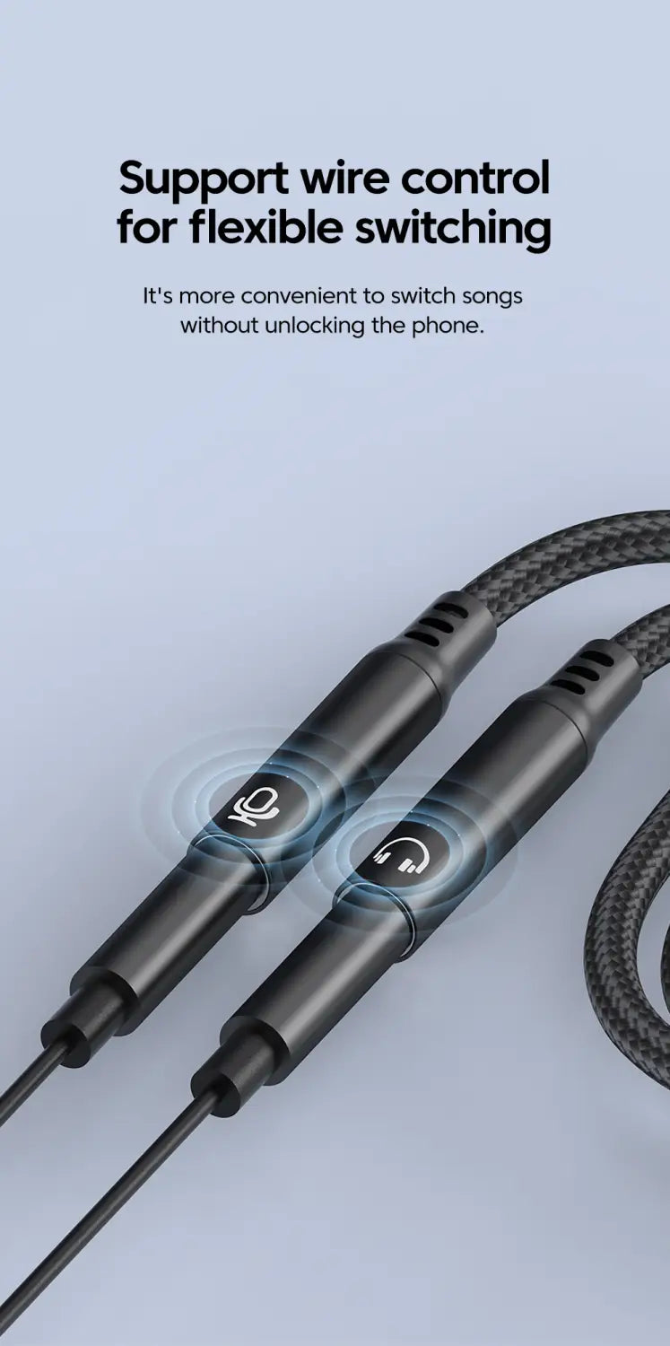 Type C Male To 3.5MM Jack Audio Cable Dual Female Adapter DAC 2-in-1 Music Voice Microphone Splitter Cable for iphone 15 16