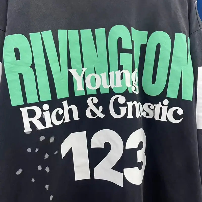 Hip Hop Letters Logo Graphics Print RRR123 Long Sleeve T Shirt Men Women Top Quality Cotton Oversized Vintage Black T-Shirt