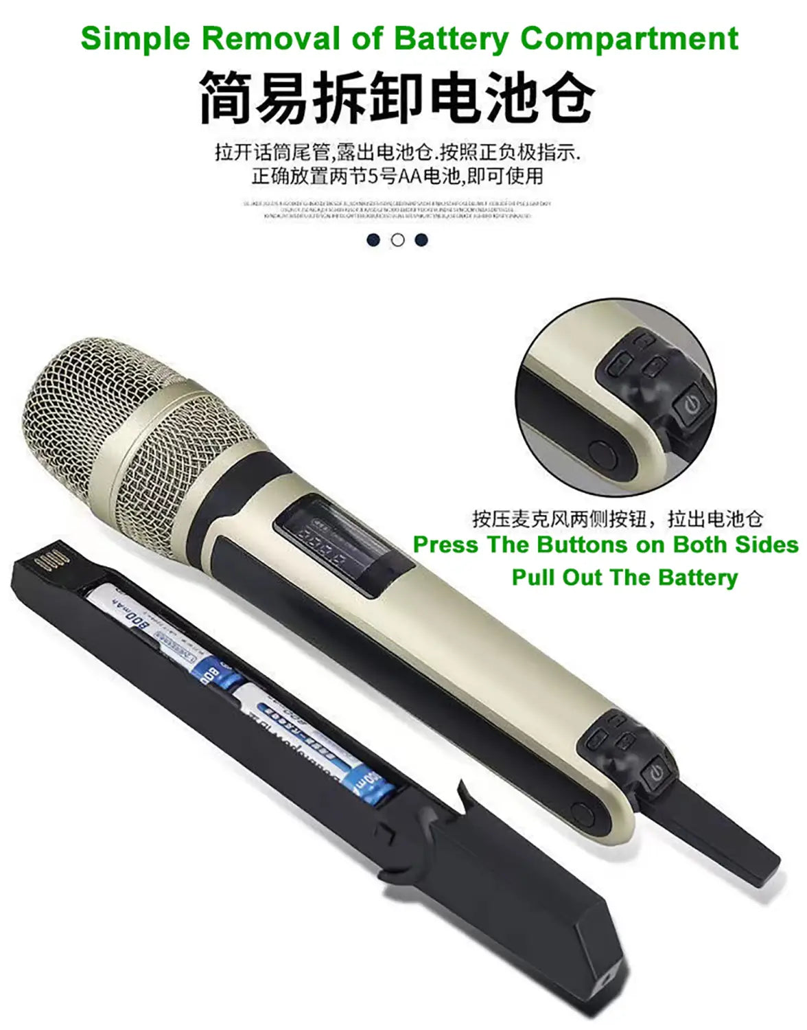 GAW-SKM9000A Rechargeable Wireless Dynamic Handheld Vocal Karaoke Microphone Professional Mic