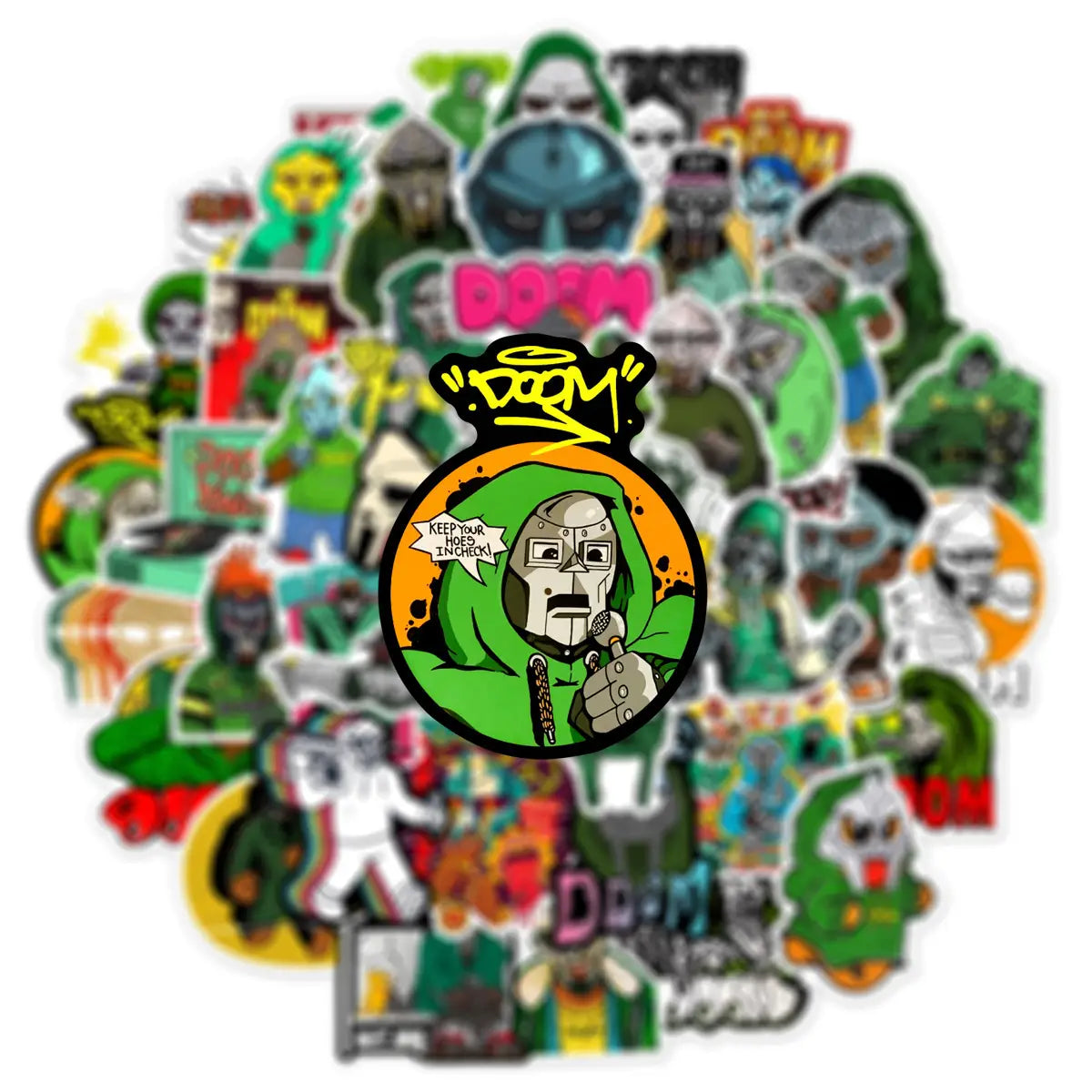 50Pcs Hip Hop Rapper Mf Doom Stickers Singer Graffiti DIY Skateboard Phone Luggage Laptop Guitar Decals