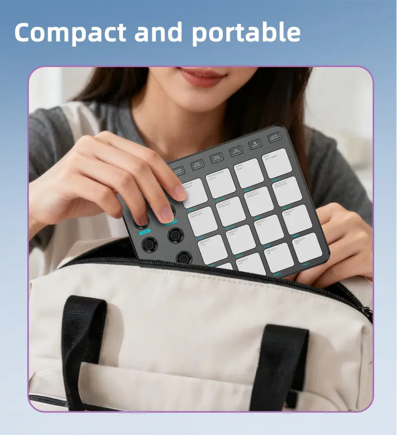 JAMJUM MIDI Controller Pad BT RGB Strike Pad Backlight MIDI Connection Low Latency 3.5mm Output Interface RGB Pad