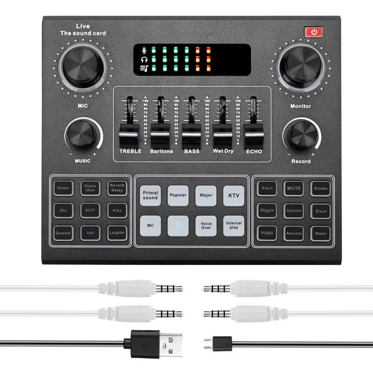 V9 Sound Card Sets Pro USB Microphone Webcast Live 12 Electric Sounds Broadcast Phone Computer audio interface Studio Recording
