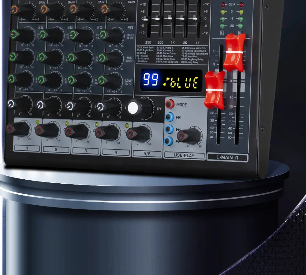Professional DJ Party High Quality Music Recording Singing 6 Channel Audio Mixer Console