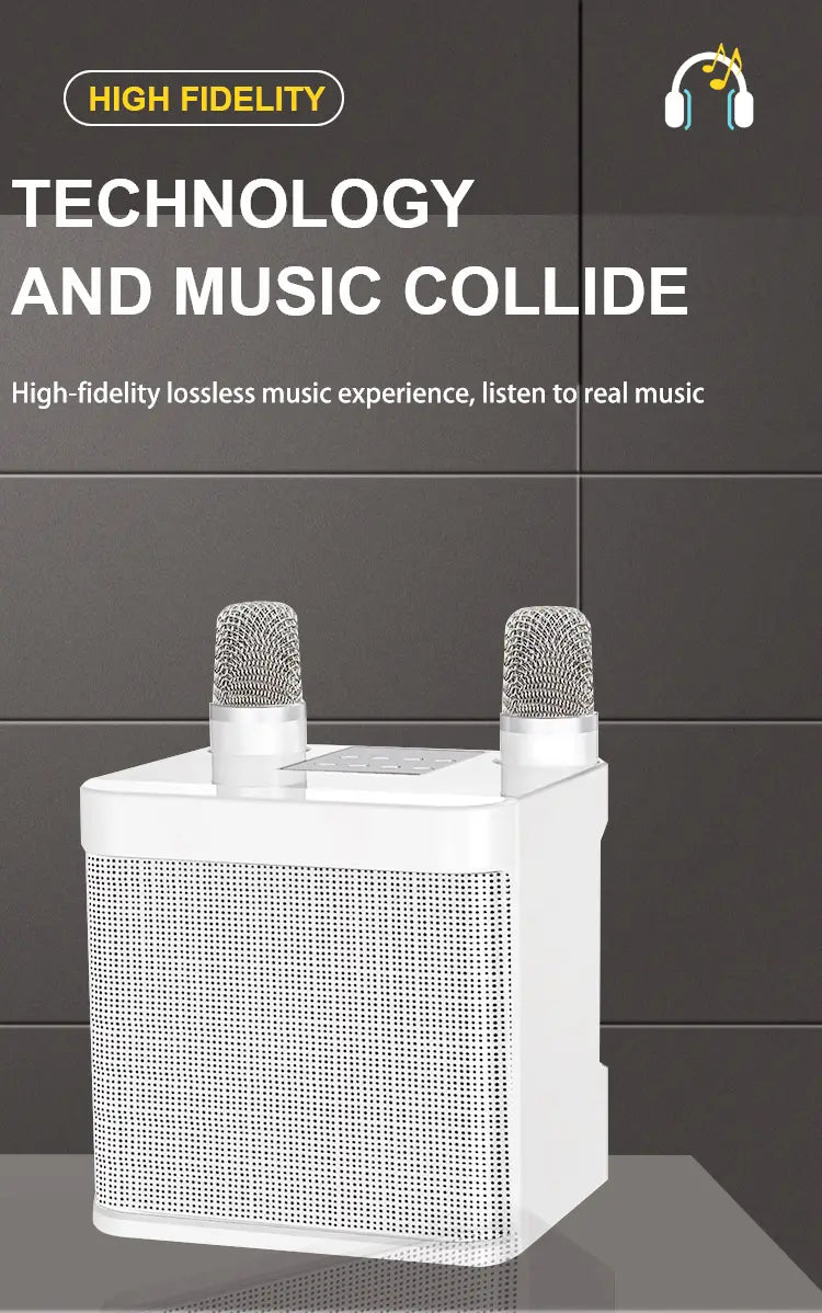 Karaoke Machine for Adults Portable Bluetooth Karaoke Microphone Singing Speaker Karaoke Player with 2 Wireless Mic Home Party