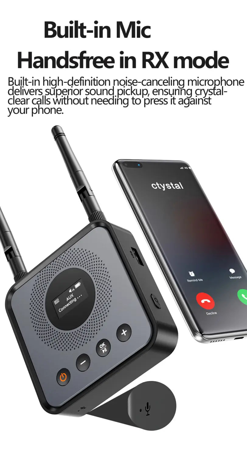 OLCD Bluetooth 6.0/5.2 Audio Receiver Transmitter AAC aptX-LL/AD/HD 3.5mm Aux Optical Wireless Stereo Music U Disk Player