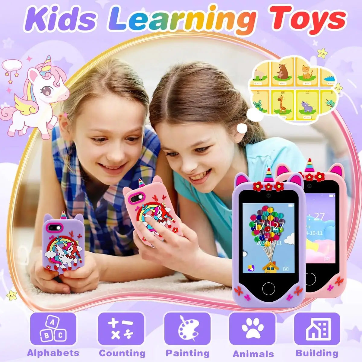 Kids Smart Phone for Girls Boys Kids Cell Phone Toys Dual Camera Music Player 17 Games Toddler Learning Phone For Birthday Gifts