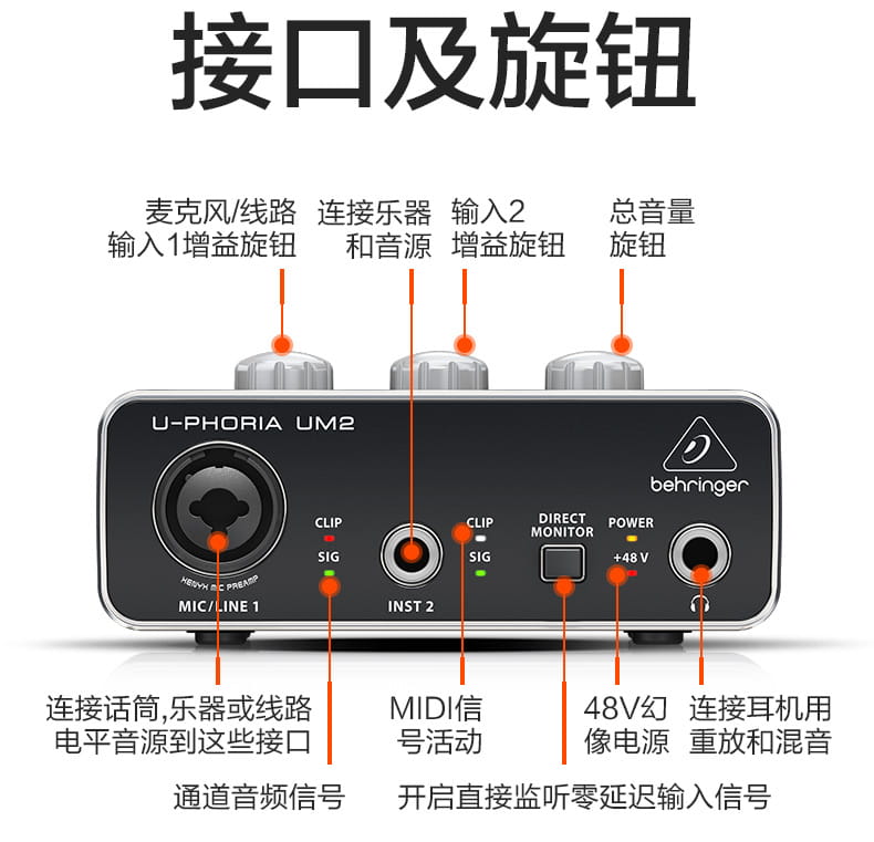 Hot Sell Promotion BEHRINGER UMC22/ UM2/UMC202HD Microphone Amplifier Live Recording External Sound Card USB Audio Interface