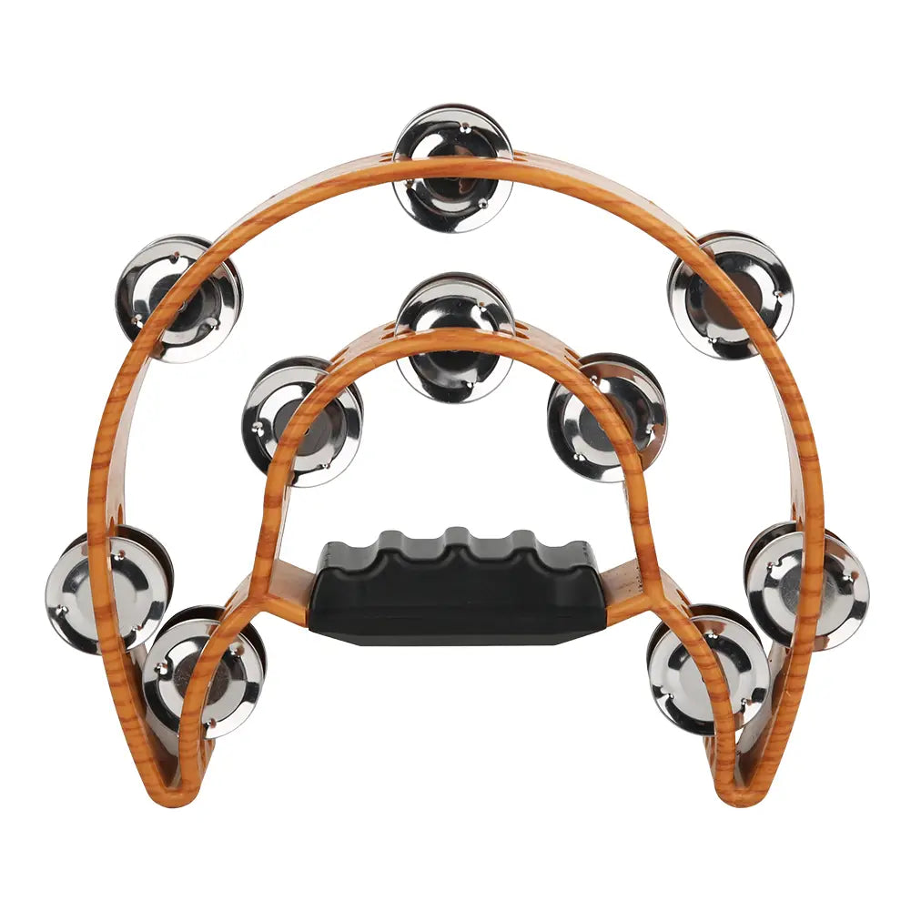 Double Row Handbell Tambourine Metal Jingles with Ergonomic Grip Percussion Instrument Double Row Jingles Handbell Tambourine