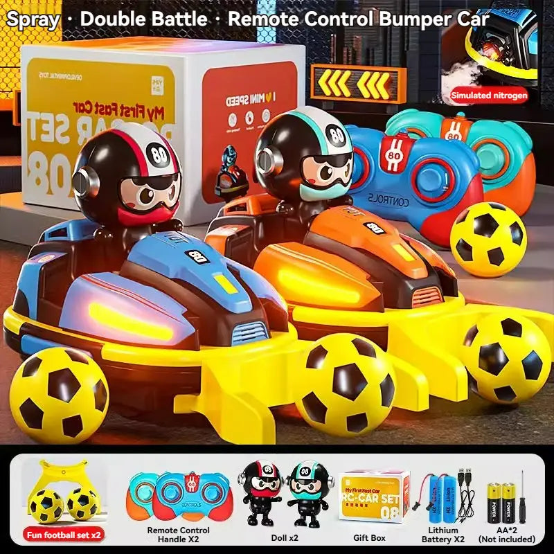 RC Football Sports Battle Bumper Car Toy for Kid Catapult Robot Karting Toy with Music Light RC Game for Boy Girl Family Battles