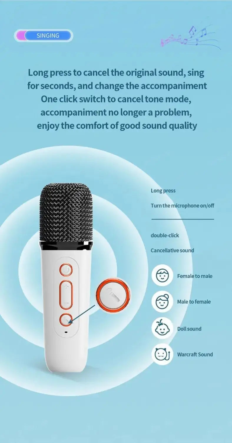 Karaoke Wireless Portable Bluetooth Speaker With Microphone Machine Mini Lamp Sound Box Music Small Caixa De Som Bocina Column