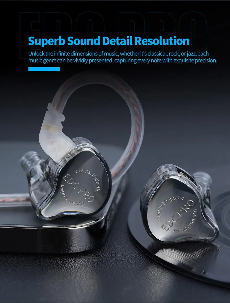 KZ EDC PRO HIFI 3.5MM AUX Wired Earphone Dynamic High Performance Monitor In-Ear Earbuds IEM Detachable Cable Harman EDXPRO Lite