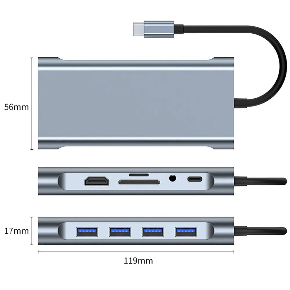 USB C HUB USB C Adapter Dongle with 4K HDMI/VGA/Type C PD/RJ45/ SD/TF Card Reader For MacBook Pro/Air M1 iPad