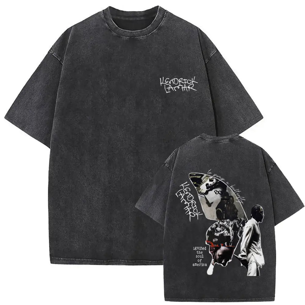 Limited Rapper Kendrick Lamar They Not Like Us Washed Vintage T-shirt Summer Men Women Hip Hop Oversized Street Crewneck T Shirt